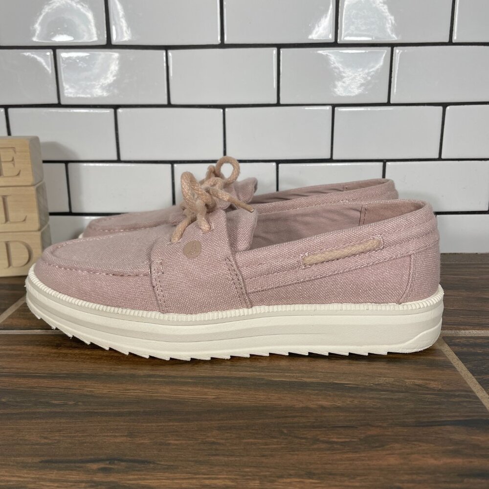 Sperry Cruise Plushstep Boat Shoes Womens Size 7.5 Light Pink 2 Eye Platform Moc